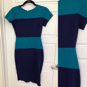 Blue and Green Dress with Full Length zipper